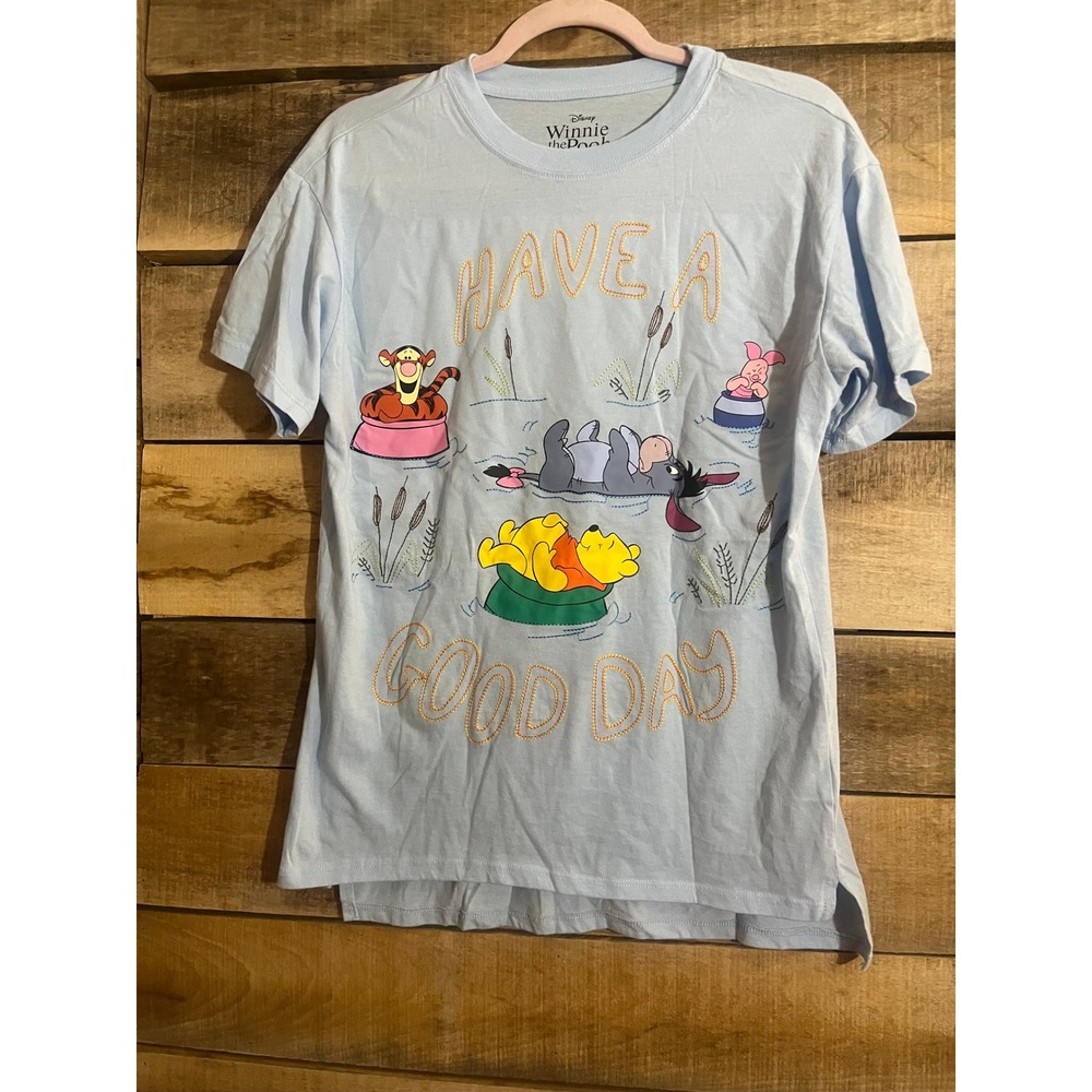 Disney Winnie the Pooh Have  Good Day Graphic Tee Light Blue T-Shirt Women Large